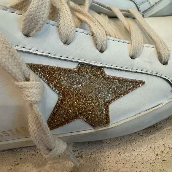 Golden Goose White and Gold Sneakers - Picture 5 of 7